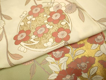 平和屋着物▽訪問着　単衣　枝垂れ花文　暈し染め　金彩　正絹　逸品　DABF5879du