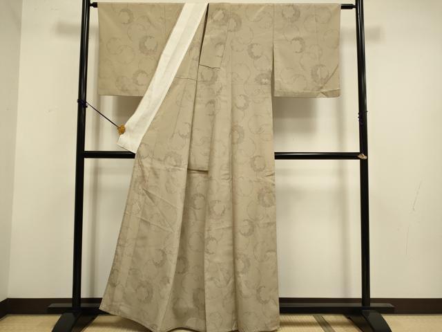 平和屋着物▽本塩沢　単衣　雪輪花文　正絹　逸品　DABF5884du