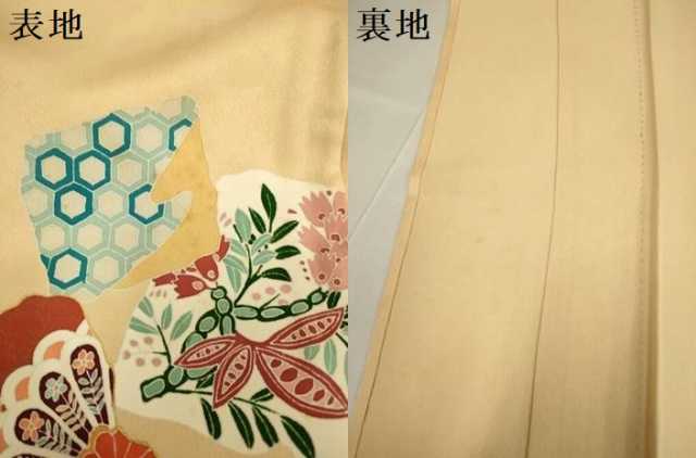 平和屋着物▽訪問着　単衣　破れ色紙吉祥花文　金彩　正絹　逸品　DABF5888du