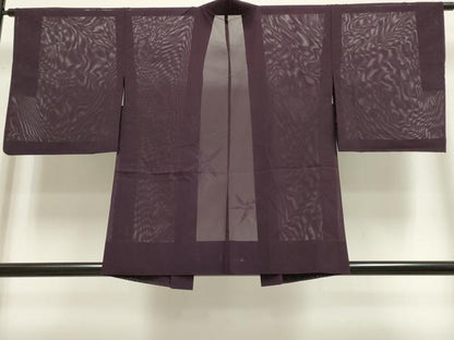平和屋着物▽羽織　スリーシーズン　春夏秋　塵除け　草花紋紗　似せ紫色　正絹　逸品　DABF5889du