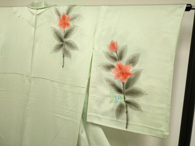 平和屋着物▽訪問着　単衣　手描き　草花文　暈し染め　正絹　逸品　DABF5899du