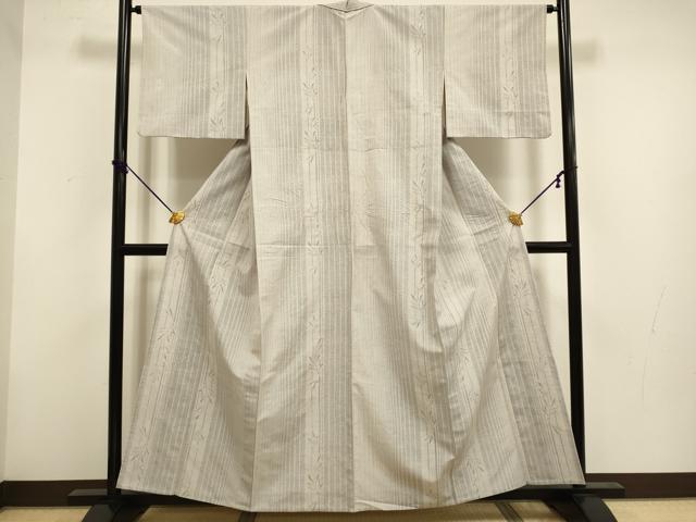 平和屋着物▽上質な紬　単衣　笹間道　正絹　逸品　DABF5901du