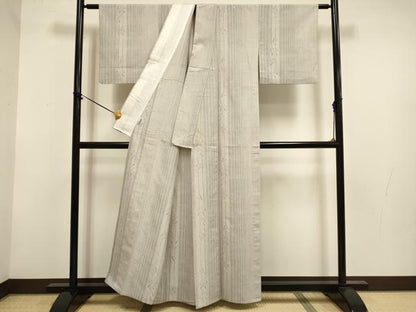 平和屋着物▽上質な紬　単衣　笹間道　正絹　逸品　DABF5901du