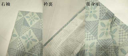 平和屋着物▽本塩沢　単衣　花菱文　正絹　逸品　DABF5902du