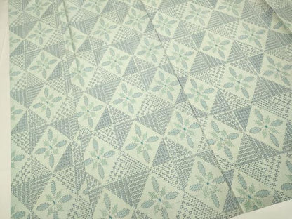 平和屋着物▽本塩沢　単衣　花菱文　正絹　逸品　DABF5902du