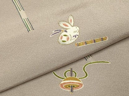 平和屋着物▽訪問着　単衣　玩具文　金彩　正絹　逸品　DABF5903du