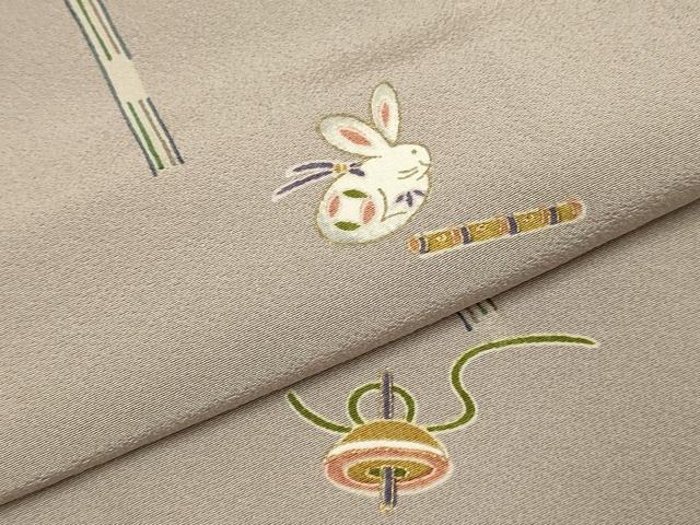 平和屋着物▽訪問着　単衣　玩具文　金彩　正絹　逸品　DABF5903du