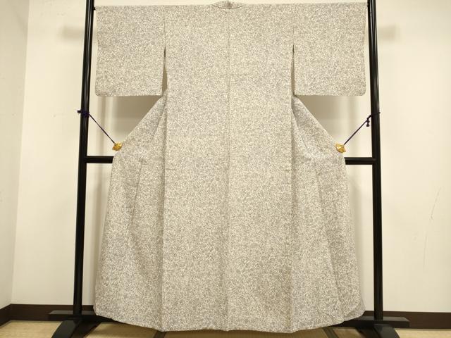 平和屋着物▽上質な小紋　単衣　草花文　正絹　逸品　DABF5908du