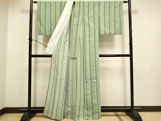 平和屋着物▽小紋　単衣　花鳥間道　洗える着物　DABF5915du