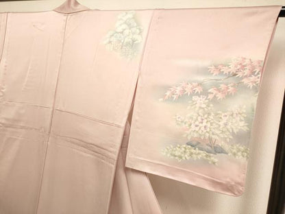 平和屋着物▽訪問着　単衣　作家物　流水樹林花文　暈し染め　正絹　逸品　未使用　DABF5917du