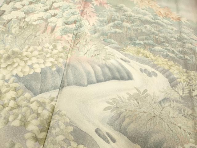 平和屋着物▽訪問着　単衣　作家物　流水樹林花文　暈し染め　正絹　逸品　未使用　DABF5917du