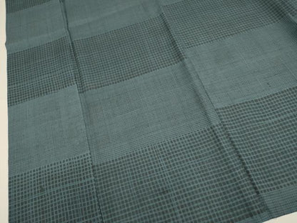 平和屋着物▽上質な紬　単衣　格子　正絹　逸品　DABF5918du