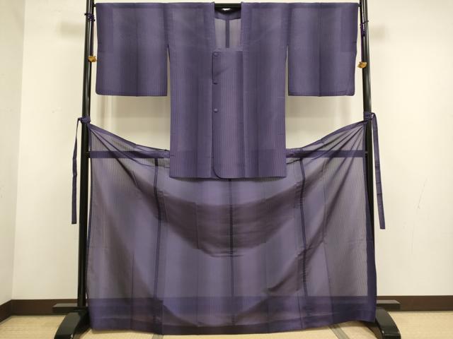 平和屋着物▽道行コート　二部式　スリーシーズン　春夏秋　塵除け　縞　正絹　逸品　DABF5919du
