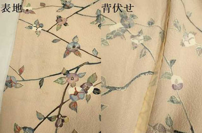 平和屋着物▽上質な小紋　単衣　枝椿　正絹　逸品　DABF5922du
