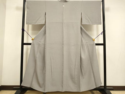 平和屋着物▽上質な色無地　単衣　江戸鼠色　正絹　逸品　DABF5926du