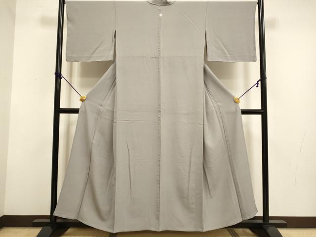 平和屋着物▽上質な色無地　単衣　江戸鼠色　正絹　逸品　DABF5926du