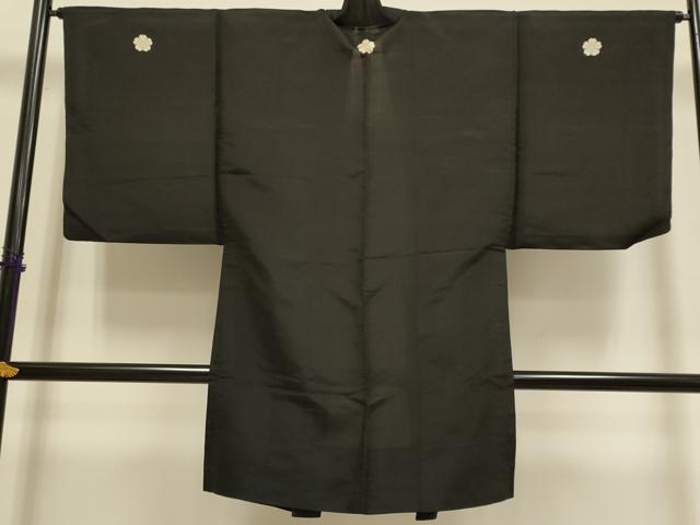 平和屋着物▽男性　長羽織　黒紋付　スリーシーズン　春夏秋　塵除け　正絹　逸品　DABF5927du