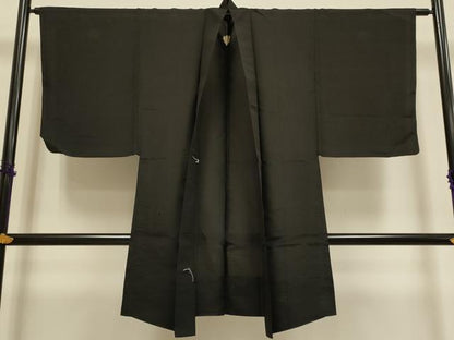 平和屋着物▽男性　長羽織　黒紋付　スリーシーズン　春夏秋　塵除け　正絹　逸品　DABF5927du