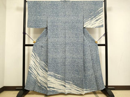 平和屋着物▽訪問着　単衣　霞文　たたき染め　正絹　逸品　DABF5928du