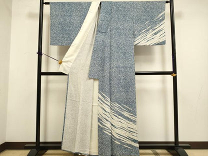 平和屋着物▽訪問着　単衣　霞文　たたき染め　正絹　逸品　DABF5928du