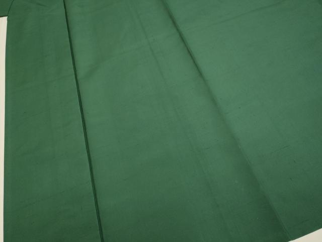 平和屋着物▽男性 色紋付 単衣 紬地 濃い木賊色 正絹 逸品