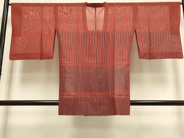 平和屋着物▽道行コート　スリーシーズン　春夏秋　塵除け　変わり間道　正絹　逸品　DABF5933du