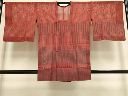 平和屋着物▽道行コート　スリーシーズン　春夏秋　塵除け　変わり間道　正絹　逸品　DABF5933du