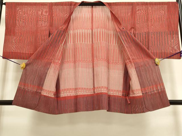 平和屋着物▽道行コート　スリーシーズン　春夏秋　塵除け　変わり間道　正絹　逸品　DABF5933du