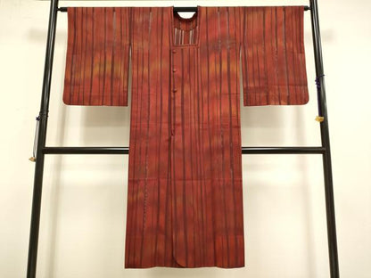 平和屋着物▽道行コート　スリーシーズン　春夏秋　塵除け　間道　ロング丈　正絹　逸品　DABF5934du