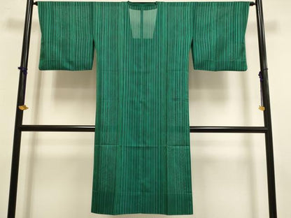 平和屋着物▽道行コート　スリーシーズン　春夏秋　塵除け　縞　ロング丈　正絹　逸品　DABF5936du