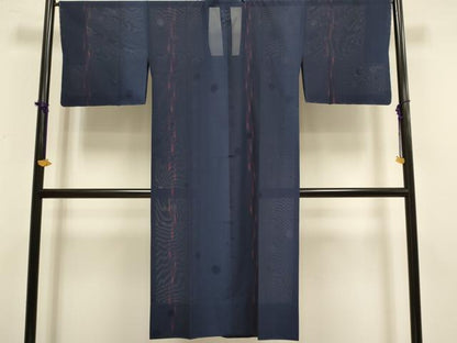 平和屋着物▽道行コート　スリーシーズン　春夏秋　塵除け　変わり間道　ロング丈　正絹　逸品　DABF5937du