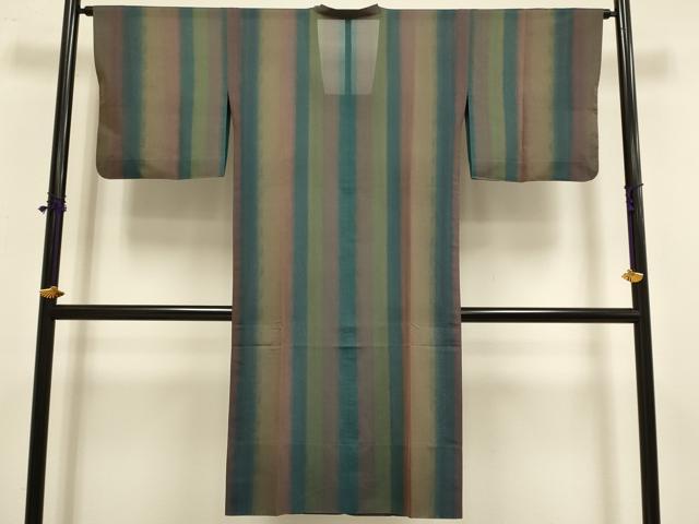 平和屋着物▽道行コート　スリーシーズン　春夏秋　塵除け　縞　ロング丈　正絹　逸品　DABF5940du