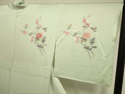 平和屋着物▽訪問着　単衣　枝花文　暈し染め　金彩　正絹　逸品　DABF5941du