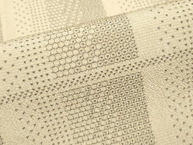 平和屋着物▽本塩沢　単衣　110亀甲　格子　証紙付き　正絹　逸品　DABF5942du