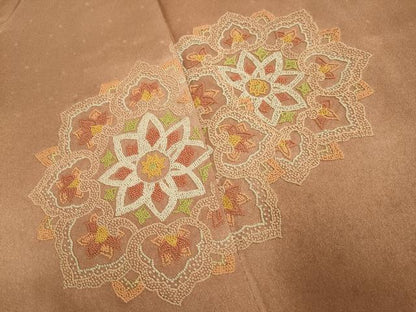 平和屋着物▼中国三大刺繍　相良刺繍　色留訪問着　正倉院花文　暈し染め　正絹　逸品　DABF5952du