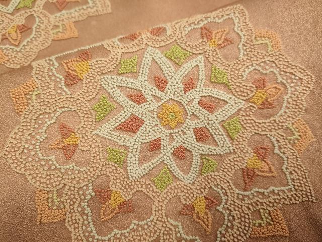 平和屋着物▼中国三大刺繍　相良刺繍　色留訪問着　正倉院花文　暈し染め　正絹　逸品　DABF5952du