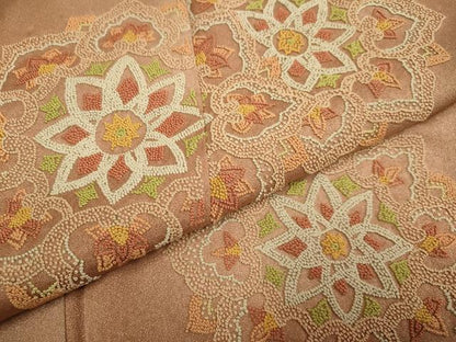 平和屋着物▼中国三大刺繍　相良刺繍　色留訪問着　正倉院花文　暈し染め　正絹　逸品　DABF5952du