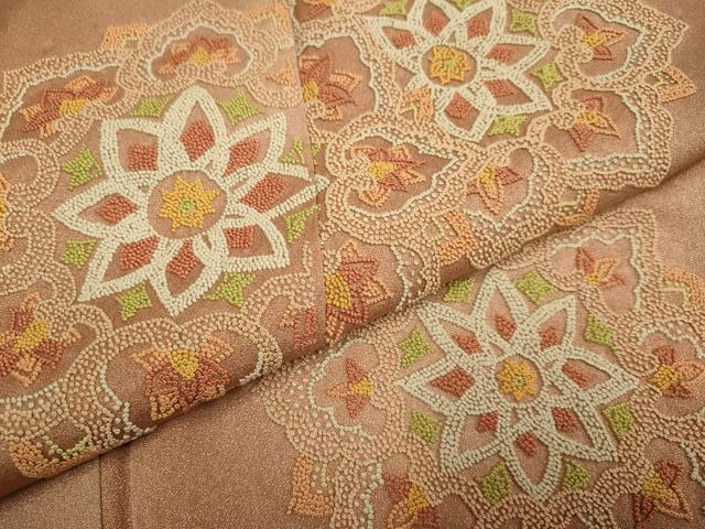 平和屋着物▼中国三大刺繍　相良刺繍　色留訪問着　正倉院花文　暈し染め　正絹　逸品　DABF5952du