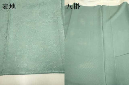 平和屋着物▼上質な色無地　風景花地紋　千草色　さが美扱い　正絹　逸品　未使用　DABF5954du