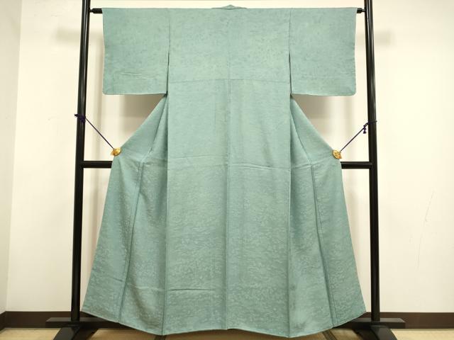平和屋着物▼上質な色無地　風景花地紋　千草色　さが美扱い　正絹　逸品　未使用　DABF5954du