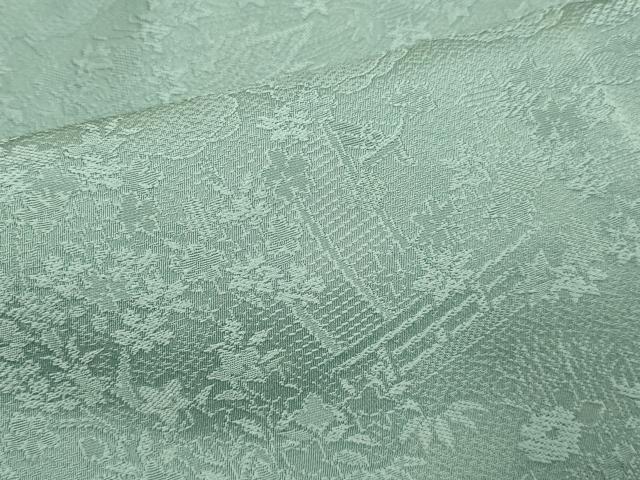 平和屋着物▼上質な色無地　風景花地紋　千草色　さが美扱い　正絹　逸品　未使用　DABF5954du
