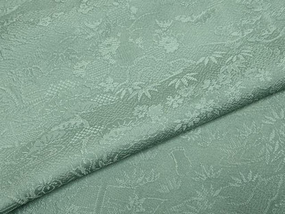 平和屋着物▼上質な色無地　風景花地紋　千草色　さが美扱い　正絹　逸品　未使用　DABF5954du