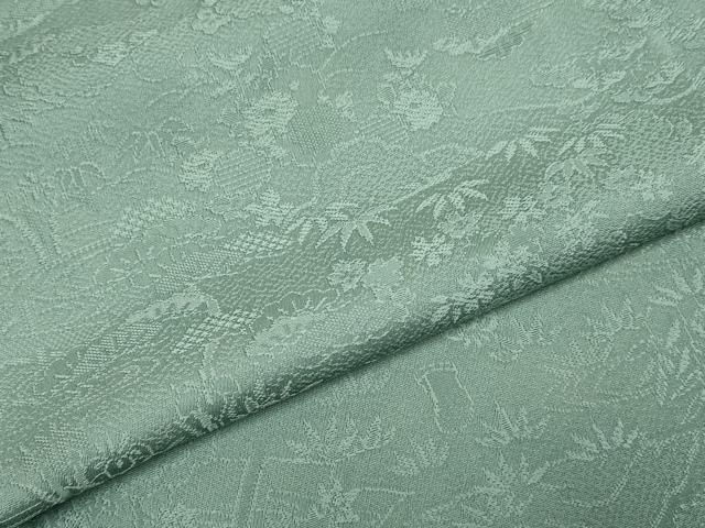 平和屋着物▼上質な色無地　風景花地紋　千草色　さが美扱い　正絹　逸品　未使用　DABF5954du