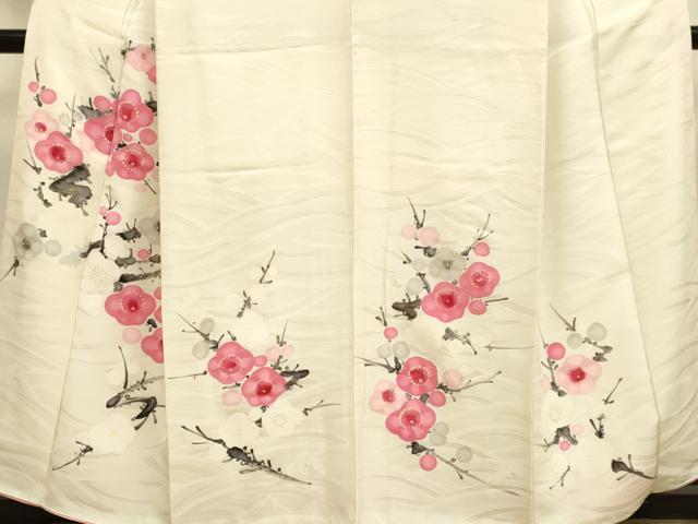 平和屋着物▼訪問着　手描き　枝梅文　金彩　正絹　逸品　DABF5959du