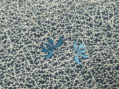 平和屋着物▼上質な小紋　総刺繍　露芝花文　正絹　逸品　DABF5976du