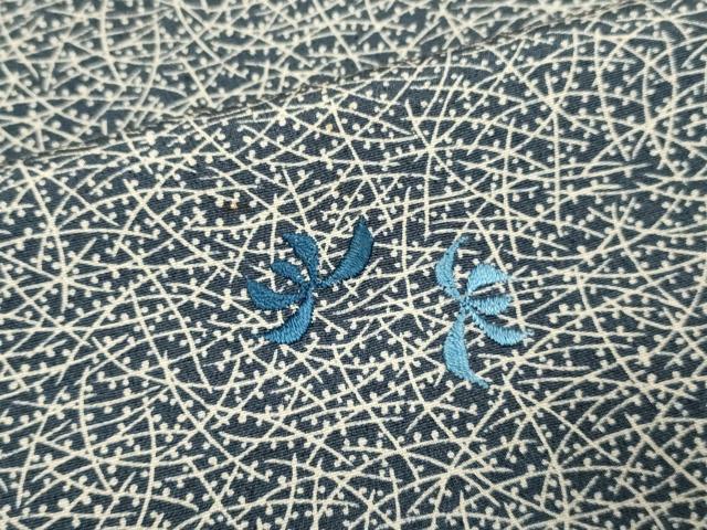 平和屋着物▼上質な小紋　総刺繍　露芝花文　正絹　逸品　DABF5976du