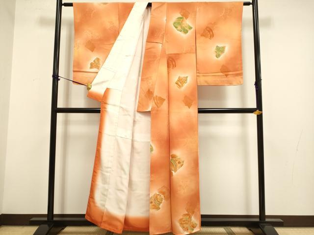 平和屋着物▼上質な小紋　破れ色紙花文　暈し染め　地紋起こし　正絹　逸品　DABF5978du