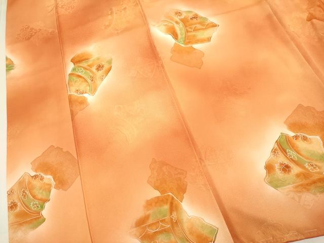 平和屋着物▼上質な小紋　破れ色紙花文　暈し染め　地紋起こし　正絹　逸品　DABF5978du