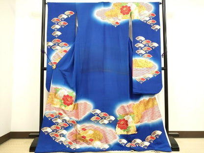 平和屋本店●お引きずり・お引き摺り・引き振袖 和装 結婚式 舞妓 芸妓 芸者 衣装 駒刺繍 総刺繍 扇花文 暈し染め 金銀彩 逸品 DABF5991du