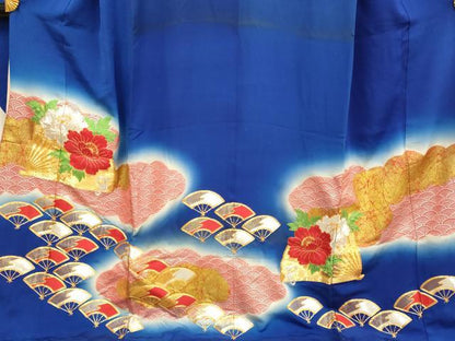 平和屋本店●お引きずり・お引き摺り・引き振袖 和装 結婚式 舞妓 芸妓 芸者 衣装 駒刺繍 総刺繍 扇花文 暈し染め 金銀彩 逸品 DABF5991du